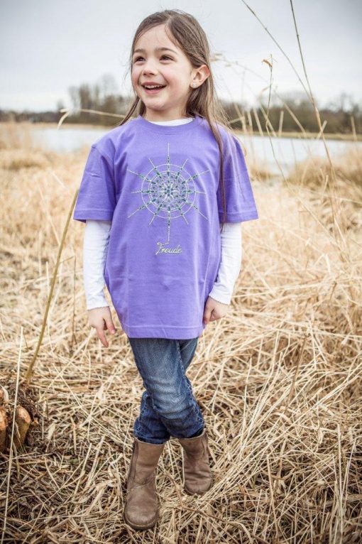 Kinder T-Shirt lila mit Kristall Freude gestickt