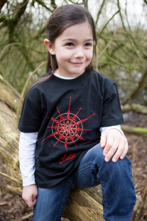 T-Shirt mit Kristall Liebe gestickt für Kinder in schwarz